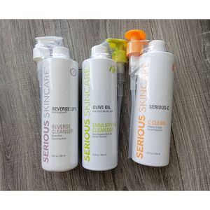 Serious Skincare Emulsifying cleanser, Reverse Cleanser, C-Clean pack of 3 12fl